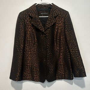 Dana Buchman Black and Brown Leopard Print Blazer